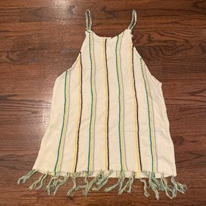 Striped tank top with fringe bottom